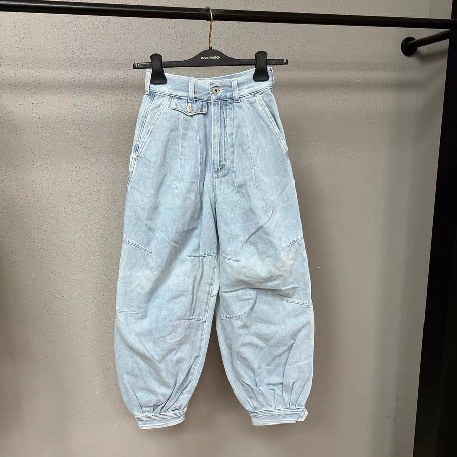 Steal Authentic Loewe Light Blue Denim Pants With Tan Label